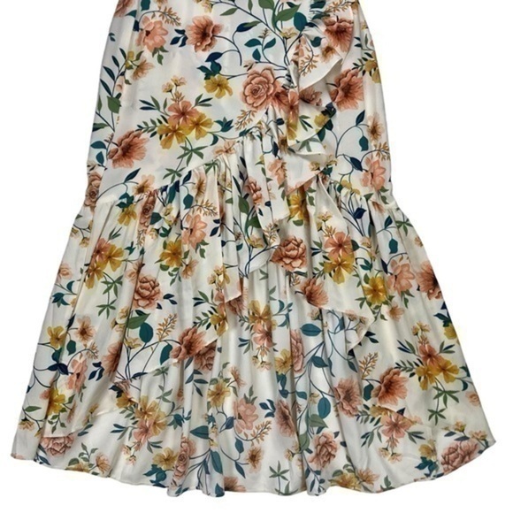Milk & Honey Ruffle Hi Low Maxi Skirt Sz S Floral Elastic Waist Boho Summer NEW - Picture 4 of 9